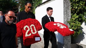 Liverpool players arrive to say final farewell to Diogo Jota at his funeral