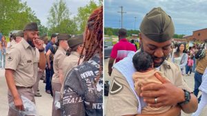10-Day-Old Son Taps Out Soldier Dad At Army Graduation | Happily TV