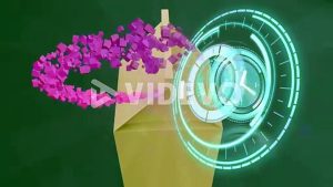 Animation of scope scanning, clock moving fast on blue background
