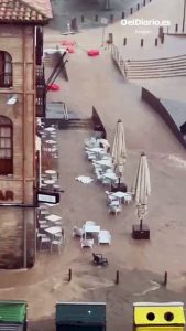 La dana descarga con fuerza en Tarazona e inunda las calles del centro urbano