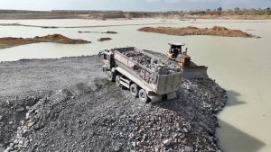 The Best Wonderful Dozer Komatsu Showing Power Pushing Big Stone into water Build new road on water
