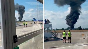 震撼影片：英國 Southend 醫療專機起飛後爆炸墜毀