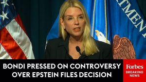 AG Pam Bondi Holds Press Briefing And Faces Multiple Questions About Epstein Fallout