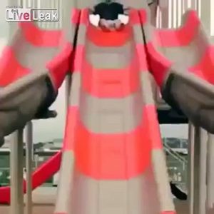 child throws down the slide FAIL