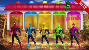 SPIDERMAN PJ MASKS Learn Colors with Surprise Eggs for Children - Learning Video For Kids
