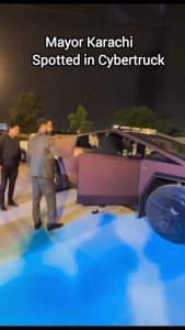 Mayor Karachi Murtaza Wahab Spotted in Tesla Cybertruck! Viral Sighting in Pakistan 🤯🇵🇰