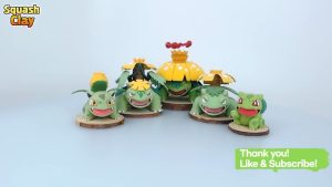 Making shiny bulbasaur family pokemon out of clay