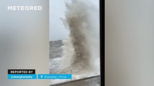 The Typhoon Comay is hitting Shanghai, China. More than 280,000 people have been evacuated as a precaution