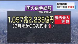 20150815ＮＨＫ　国の借金 過去最大の１０５７兆円余に